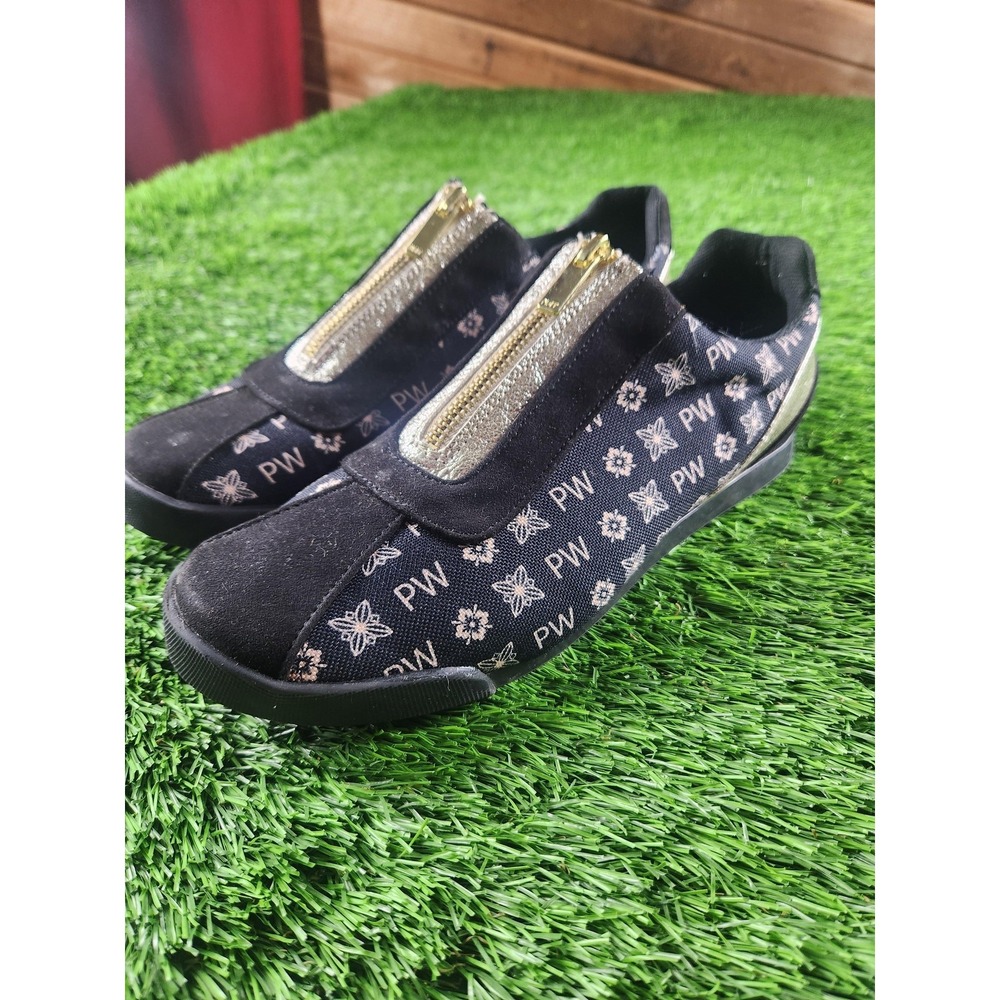 The Bradford Exchange Shoes Womens Size 8 Black PW‎ Floral Zip Canvas Sneakers